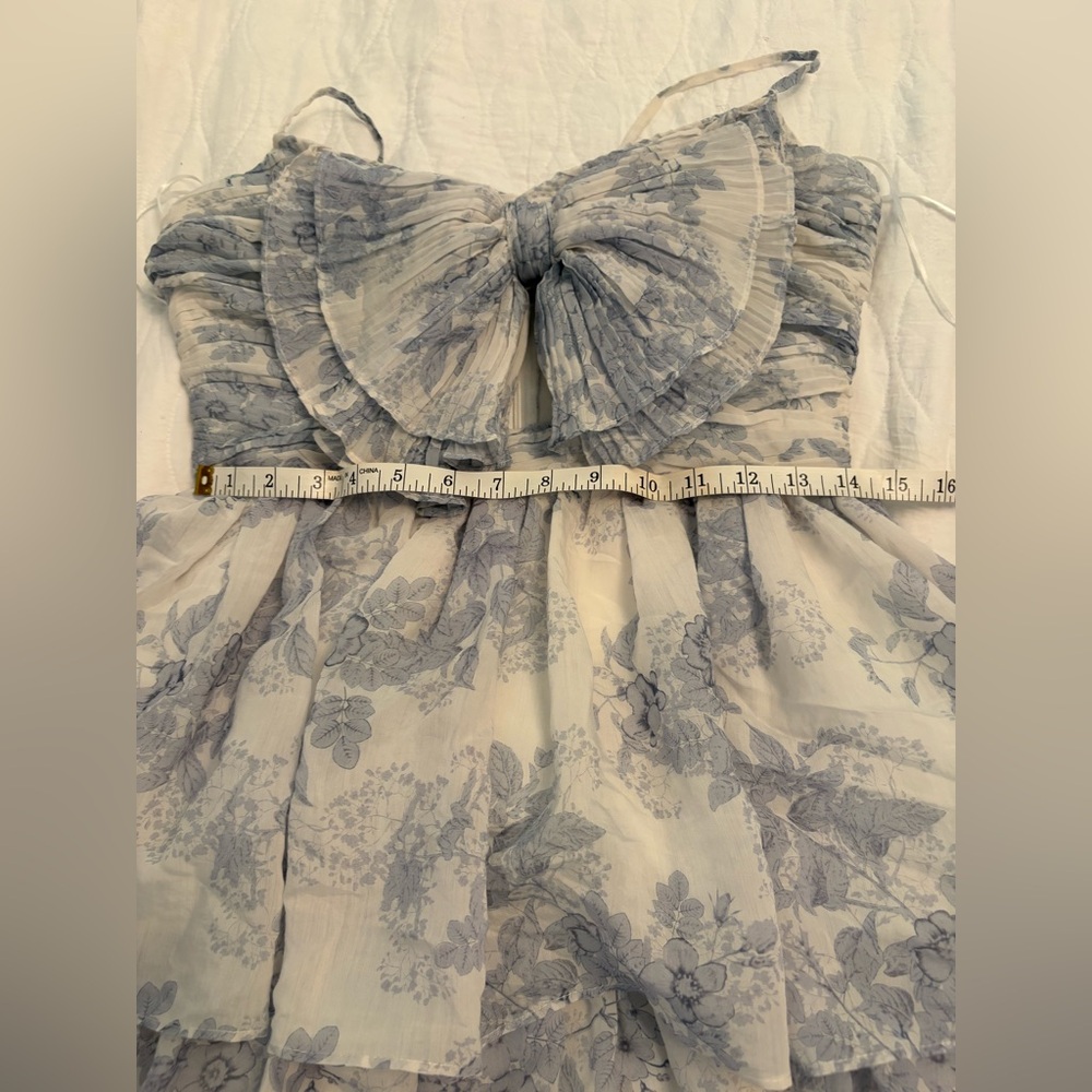 Floral Blue and White Floral Ruffle Midi Dress Size Medium - Picture 8 of 8